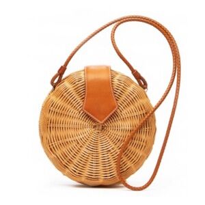 J.McLaughlin Romina Wicker Crossbody Bag Purse Woven Vacation Resort Coastal
